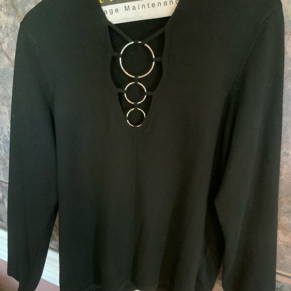 Black Top with Ring Detail